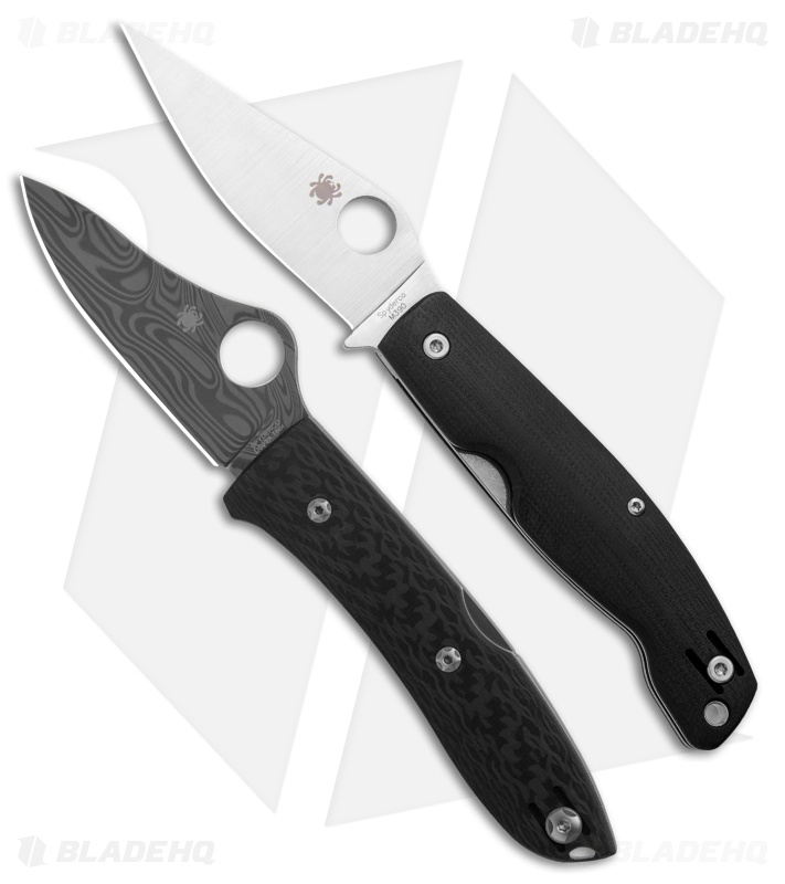 Spyderco SpyOpera Carbon Fiber + Spyderco Pattadese Liner Lock Knife Black G-10