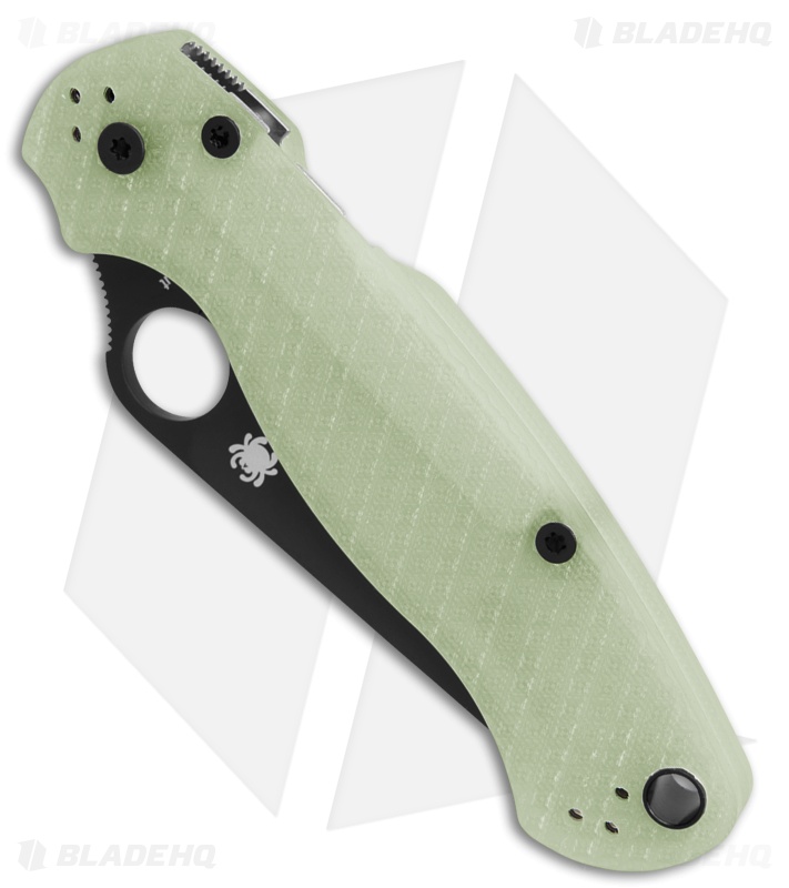Spyderco Paramilitary 2 Knife Diamond Mesh Natural G-10 (3.4" Black MagnaCut)