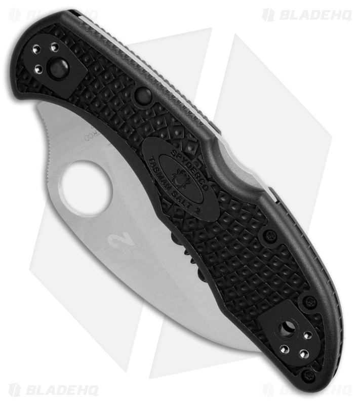 Spyderco Tasman Salt 2 Lock Back Knife Black FRN (2.8" Satin Full Serr) C106SBK2