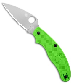 Spyderco UK Pen Knife Salt Slip Joint Green FRN (2.9" Satin LC200N Serr) C94SGR