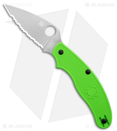 Spyderco UK Pen Knife Salt Slip Joint Green FRN (2.9" Satin LC200N Serr) C94SGR