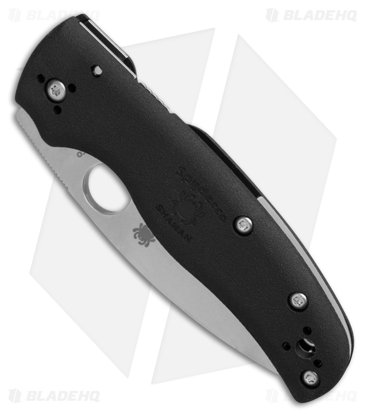 Spyderco Shaman Lightweight Compression Lock Knife Black FRN (3.6" Satin Serr)