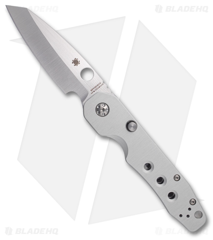 Spyderco Smock Compression Lock Knife Raw Aluminum (3.3" Satin Cru-Wear)