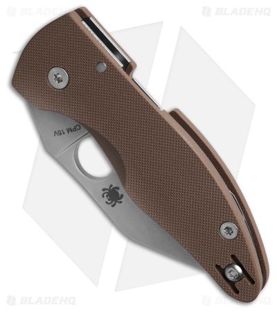 Spyderco MicroJimbo Compression Lock Knife Brown G-10 (2.5" Satin 15V )