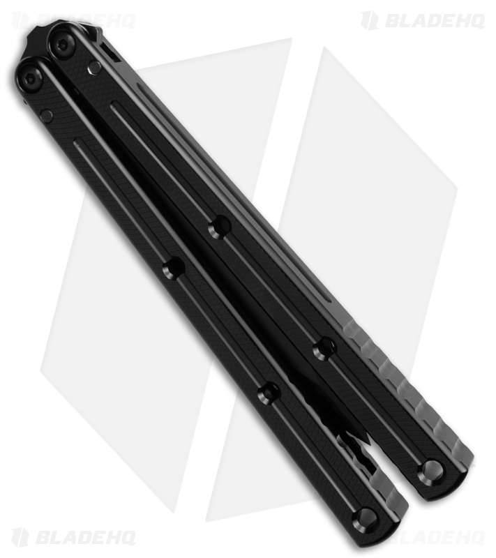 Squid Industries Krake Raken V3 Zenith Balisong Knife Black Al (4.3" Inked)