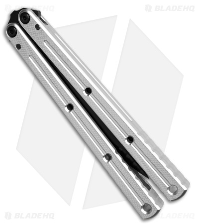 Squid Industries Krake Raken V3 Zenith Balisong Knife Silver Al (4.3" Inked)