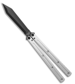 Squid Industries Krake Raken V3 Zenith Balisong Knife Silver Al (4.3" Inked)