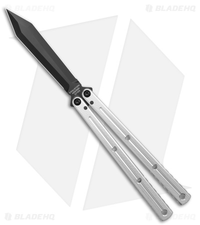 Squid Industries Krake Raken V3 Zenith Balisong Knife Silver Al (4.3" Inked)