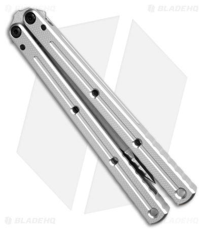 Squid Industries Krake Raken V3 Zenith Balisong Knife Silver Al (4.3" Satin)