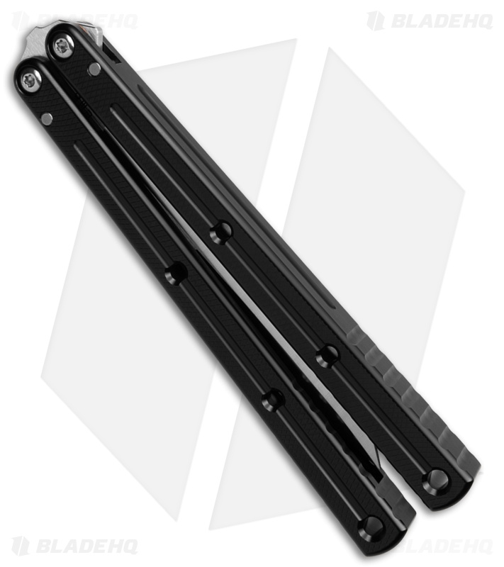 Squid Industries Krake Raken V3 Weehawk Balisong Knife Black Al (4.7" Satin)