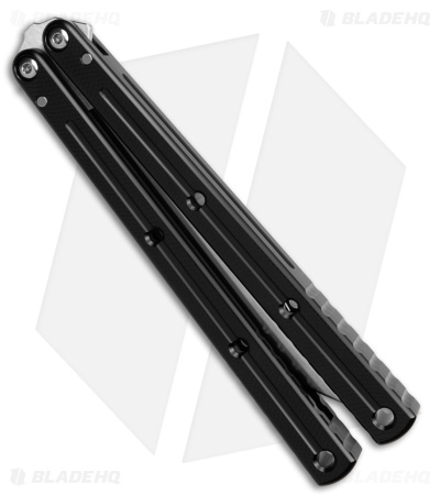 Squid Industries Krake Raken V3 Weehawk Balisong Knife Black Al (4.7" Satin)