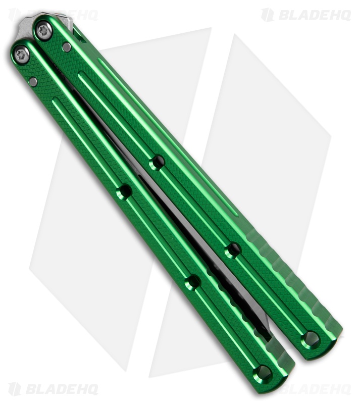 Squid Industries Krake Raken V3 Weehawk Balisong Knife Green Al (4.7" Satin)
