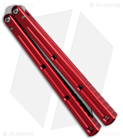 Squid Industries Krake Raken V3 Weehawk Balisong Knife Red Al (4.7" Satin)
