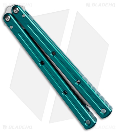 Squid Industries Krake Raken V3 Weehawk Balisong Knife Teal Al (4.7" Satin)