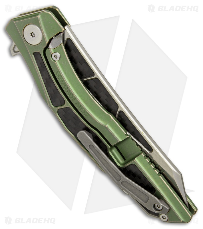 Stedemon Zon Zodiac | Frame Lock Knife | CF/Green Titanium