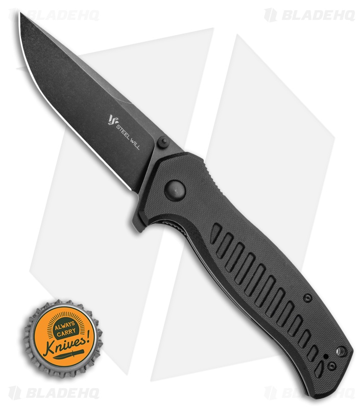 Steel Will Large Barghest Liner Lock Knife Black G-10 (4" Black SW) F37-01