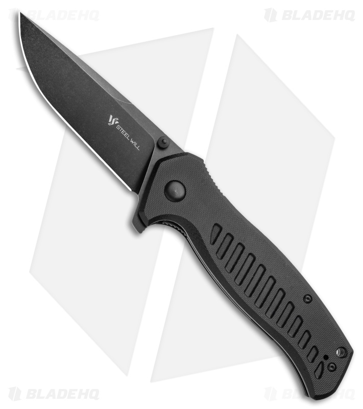 Steel Will Large Barghest Liner Lock Knife Black G-10 (4" Black SW) F37-01