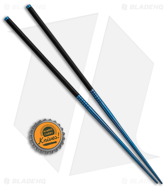 Tallen Blue Anodized Titanium Chopsticks w/ Carrying Case