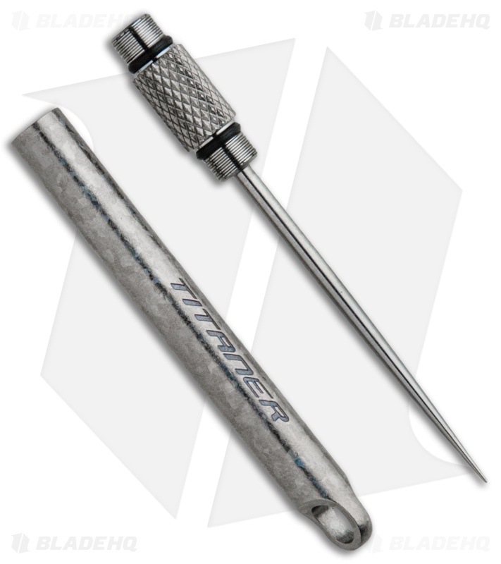 Titaner Crystal Finish Titanium Toothpick + Key Chain Case (Knurled)