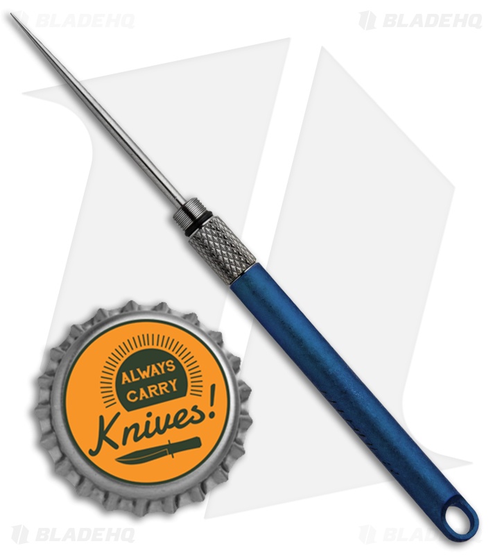 Titaner Crystal Finish Titanium Toothpick + Key Chain Case (Knurled) Blue Ano