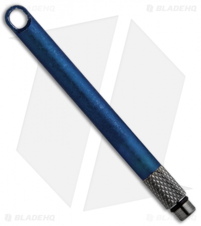 Titaner Crystal Finish Titanium Toothpick + Key Chain Case (Knurled) Blue Ano