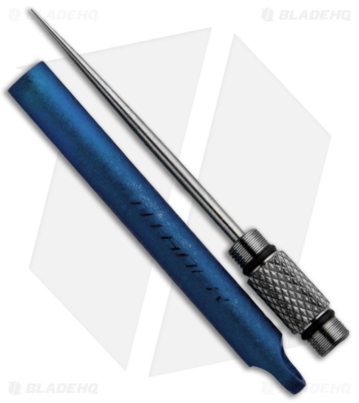 Titaner Crystal Finish Titanium Toothpick + Key Chain Case (Knurled) Blue Ano