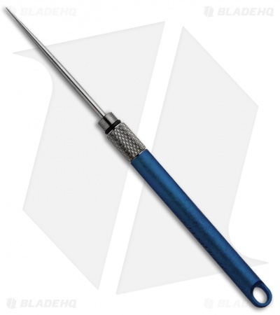 Titaner Crystal Finish Titanium Toothpick + Key Chain Case (Knurled) Blue Ano