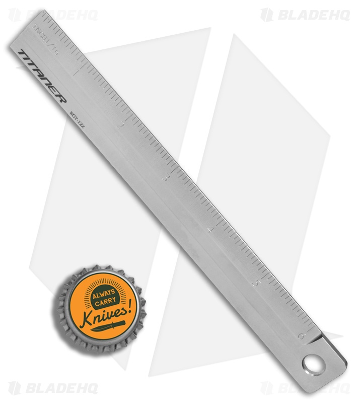 Titaner 6.75" Titanium Ruler w/ Leather Storage Sleeve