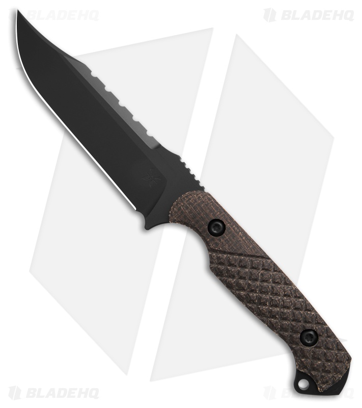 Toor Knives Allied Crewman Fixed Blade Knife Green Linen Micarta (4.6" Black)