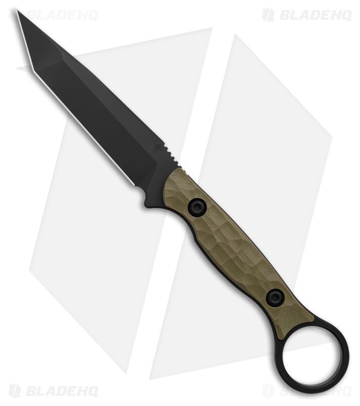 Toor Knives Serpent T Tanto Fixed Blade Knife Ranger Green G-10 (3.75" Black)