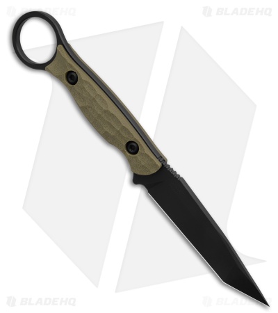 Toor Knives Serpent T Tanto Fixed Blade Knife Ranger Green G-10 (3.75" Black)