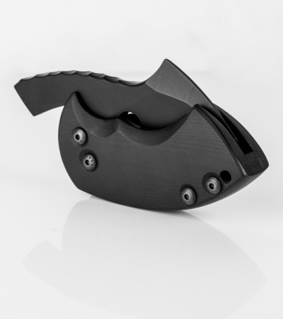 TuffKnives Death Toad #1 Smooth G-10 Friction Folder Knife (2.1" Black)