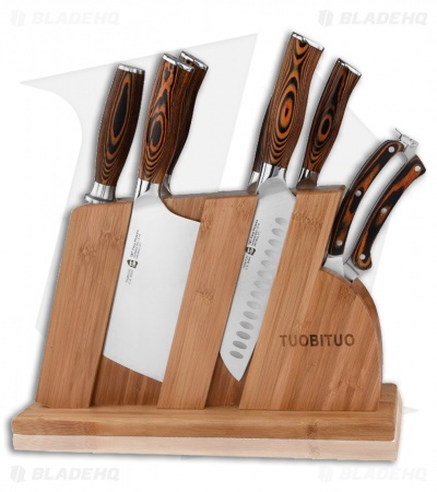 Tuo Cutlery Fiery Phoenix 8-Piece Kitchen Knife Block Set (Cleaver + Utility)