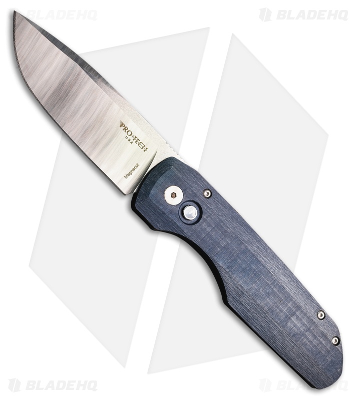 Vero Engineering + Pro-Tech Synapse Auto Knife Black Al/Blue Micarta(3.5" Satin)