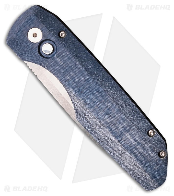 Vero Engineering + Pro-Tech Synapse Auto Knife Black Al/Blue Micarta(3.5" Satin)