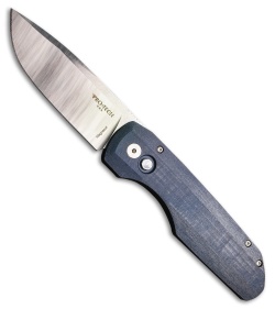Vero Engineering + Pro-Tech Synapse Auto Knife Black Al/Blue Micarta(3.5" Satin)