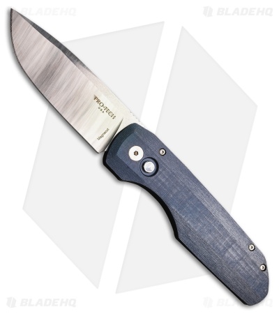 Vero Engineering + Pro-Tech Synapse Auto Knife Black Al/Blue Micarta(3.5" Satin)