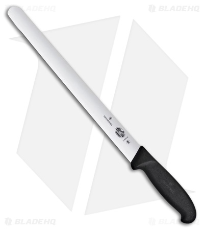 Victorinox 12" Fixed Blade Fibrox Slicing Knife Black TPE (11.8" Satin)