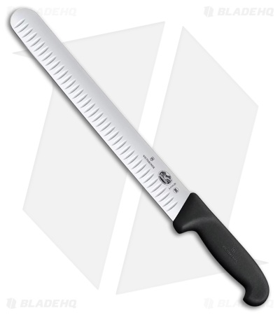 Victorinox 12" Fixed Blade Fibrox Slicing Knife Black TPE (11.8" Satin Granton)