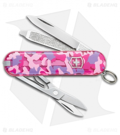 Victorinox Classic SD Translucent Pink Camo Swiss Army Knife For Sale