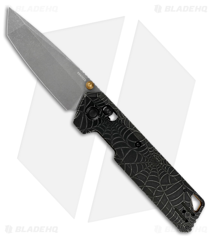 Vosteed Parallel Crossbar Lock Tanto Knife Acid Wash Black Ti (3" AW/SW S35VN)