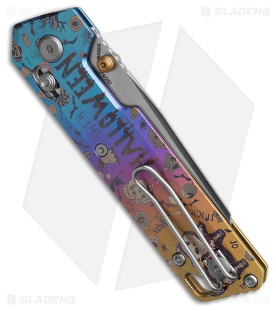 Vosteed Parallel Crossbar Lock Knife Halloween Spooky Purr Ti (3" Satin S35VN)