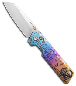 Vosteed Parallel Crossbar Lock Knife Halloween Spooky Purr Ti (3" Satin S35VN)