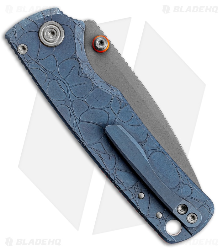 Vosteed Porcupine TiSlim Top Liner Lock Knife Acid Wash Blue Ti (3" AW/SW S90V)