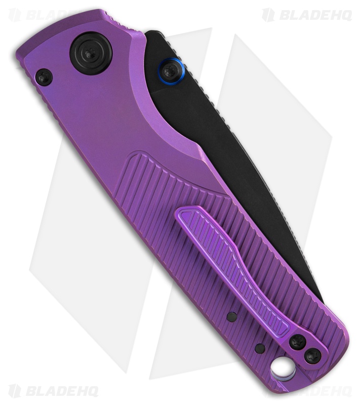 Vosteed Porcupine TiSlim Button Lock Knife Purple Titanium (3" Black SW)