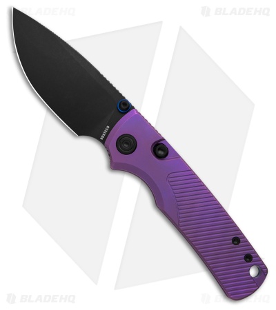 Vosteed Porcupine TiSlim Button Lock Knife Purple Titanium (3" Black SW)