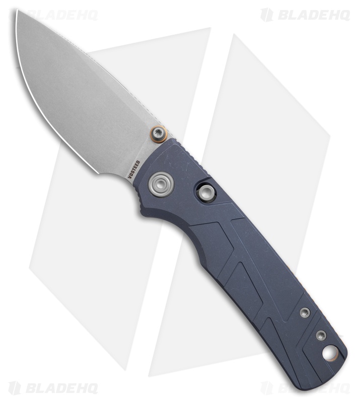 Vosteed Porcupine TiSlim Top Button Lock Knife Blue SW Titanium (3" SW S90V)