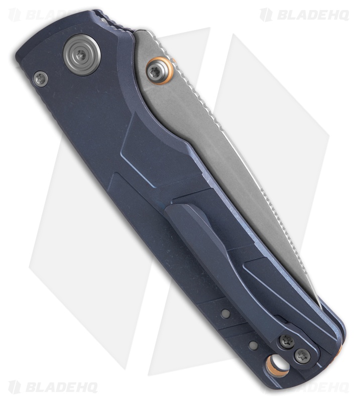 Vosteed Porcupine TiSlim Top Button Lock Knife Blue SW Titanium (3" SW S90V)