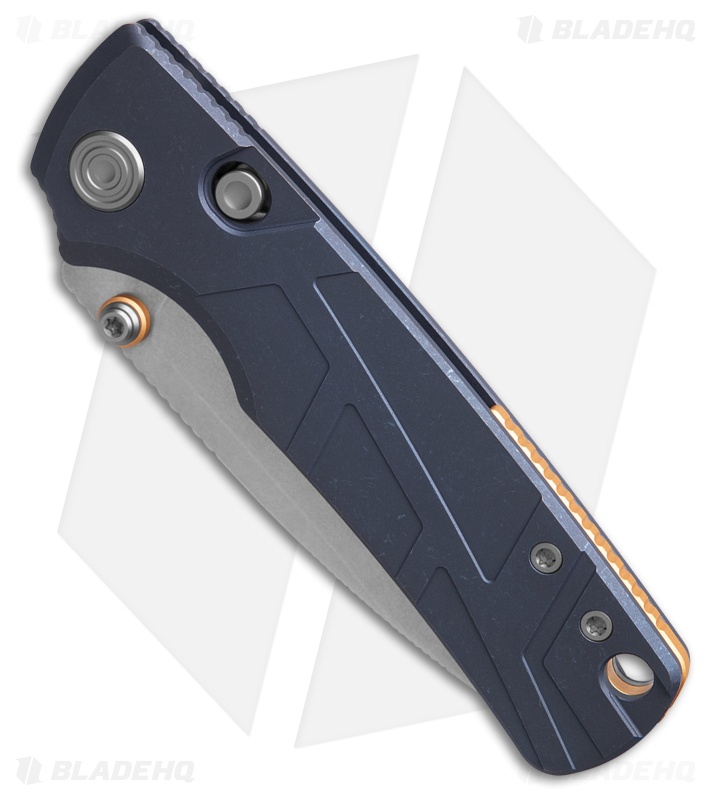 Vosteed Porcupine TiSlim Top Button Lock Knife Blue SW Titanium (3" SW S90V)