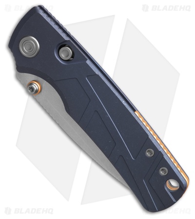 Vosteed Porcupine TiSlim Top Button Lock Knife Blue SW Titanium (3" SW S90V)